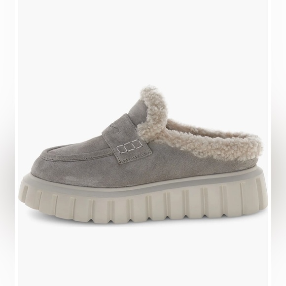NWT VOILE BLANCHE GRENELLE Genuine Shearling Platform Mule - Picture 2 of 16